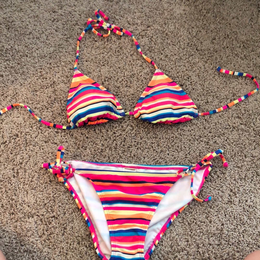 Rainbow striped bikini!